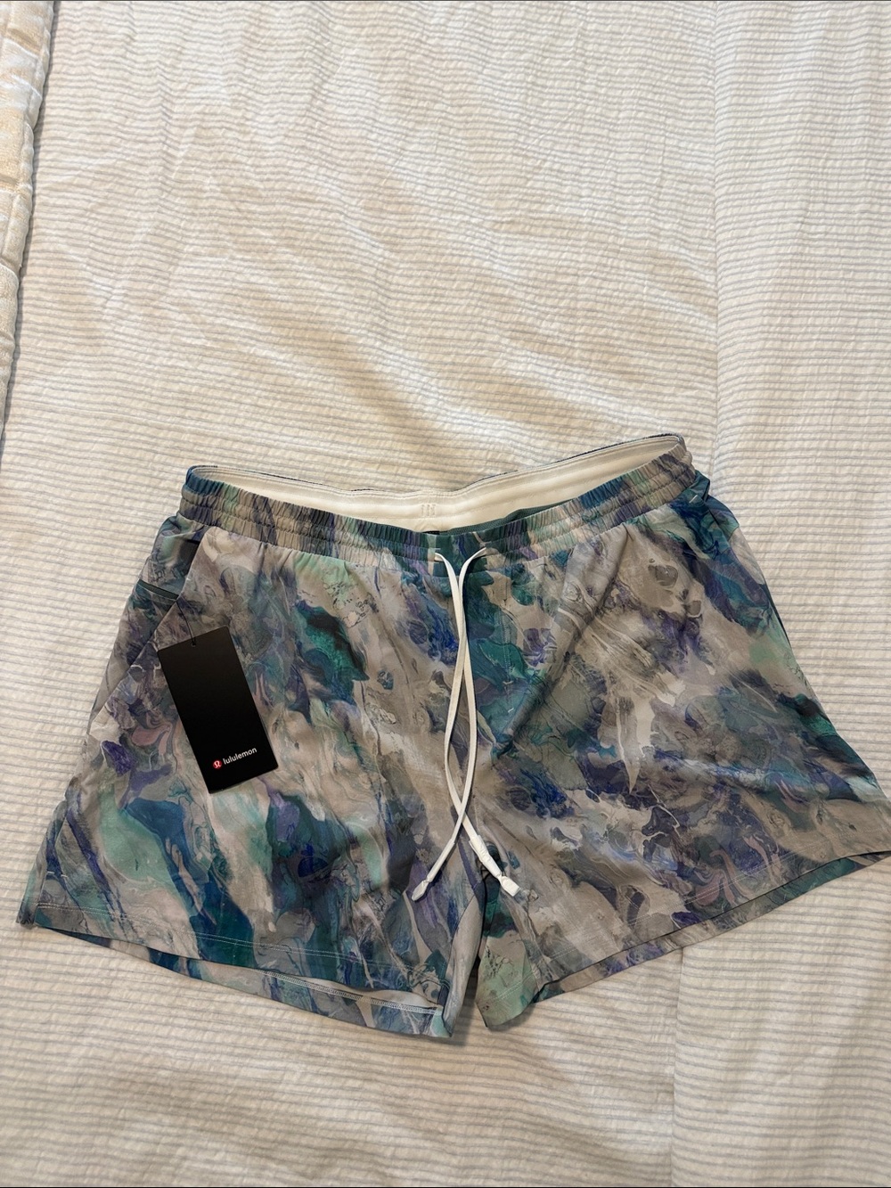 lululemon athletica Men's Swim Trunks in Gray, Blue, Green. 5 inch pool shorts